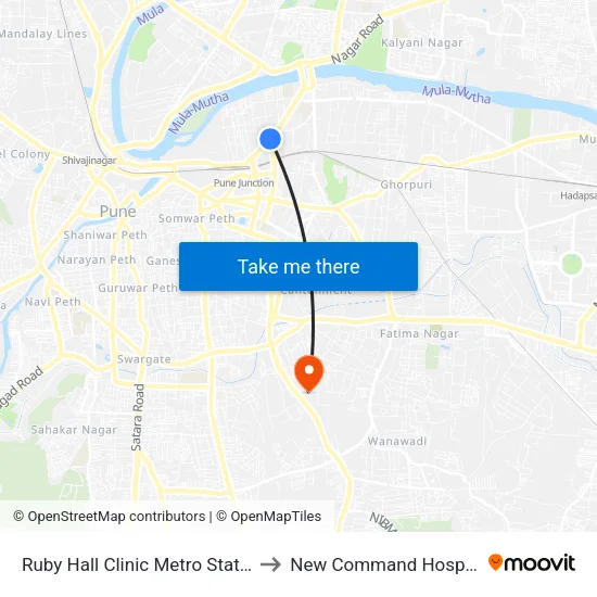 रूबी हॉल क्लीनिक to न्यू कमांड हॉस्पिटल map