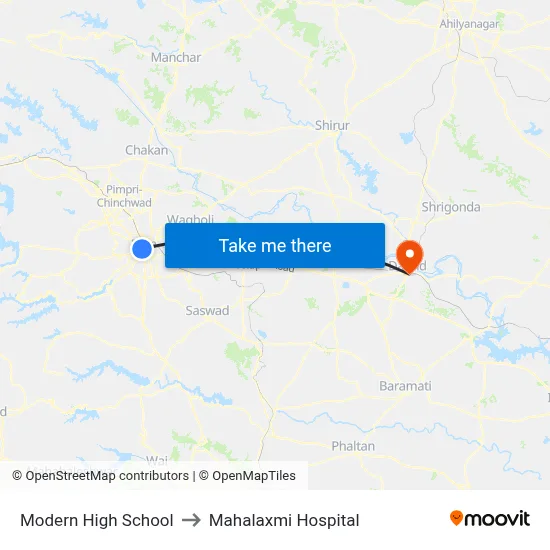 मॉडर्न हाई स्कूल to महालक्ष्मी अस्पताल map