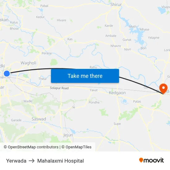 येरवडा to महालक्ष्मी अस्पताल map