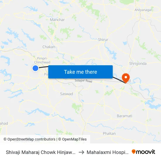 शिवाजी महाराज चौक हिंजवाडी to महालक्ष्मी अस्पताल map