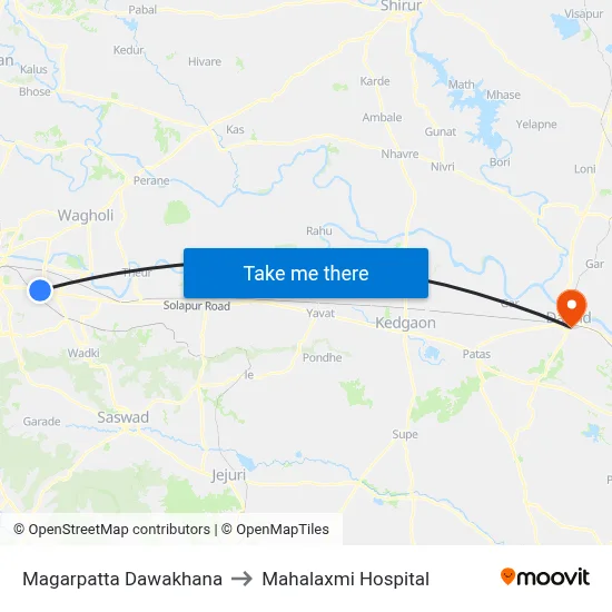 मगरपट्टा दवाखाना to महालक्ष्मी अस्पताल map