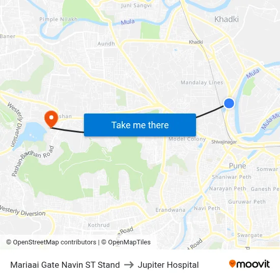 Mariaai Gate Navin ST Stand to Jupiter Hospital map