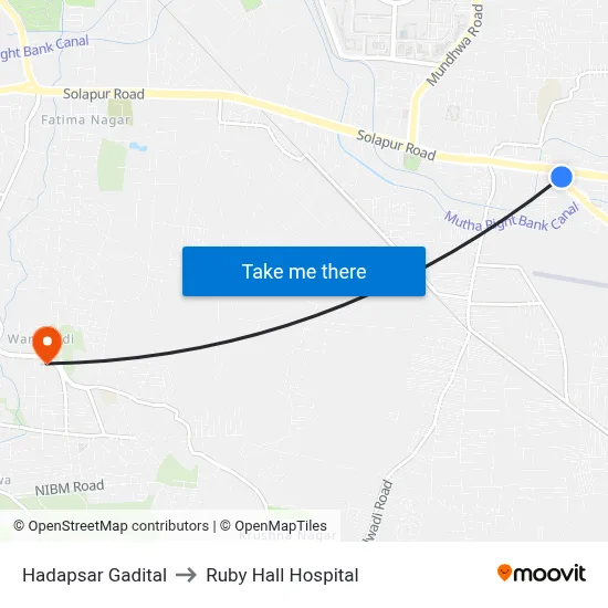 Hadapsar Gadital to Ruby Hall Hospital map