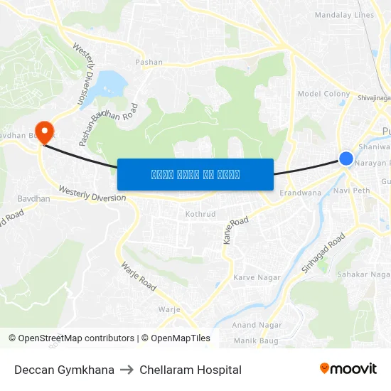 Deccan Gymkhana to Chellaram Hospital map
