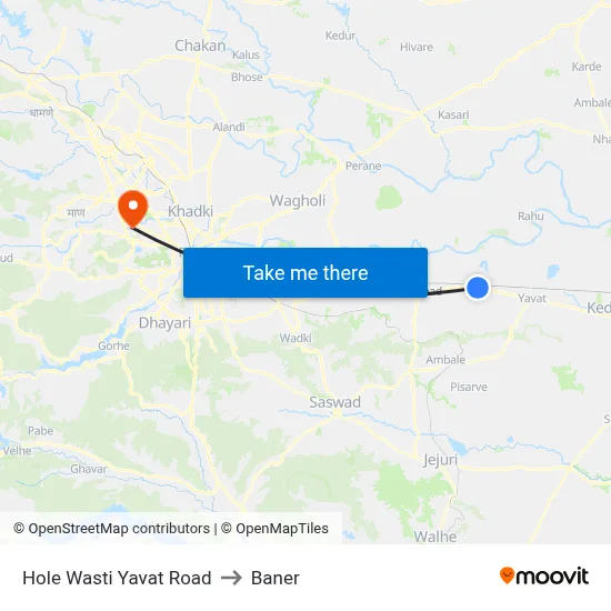 होले वस्ती यवत रोड to बाणेर map