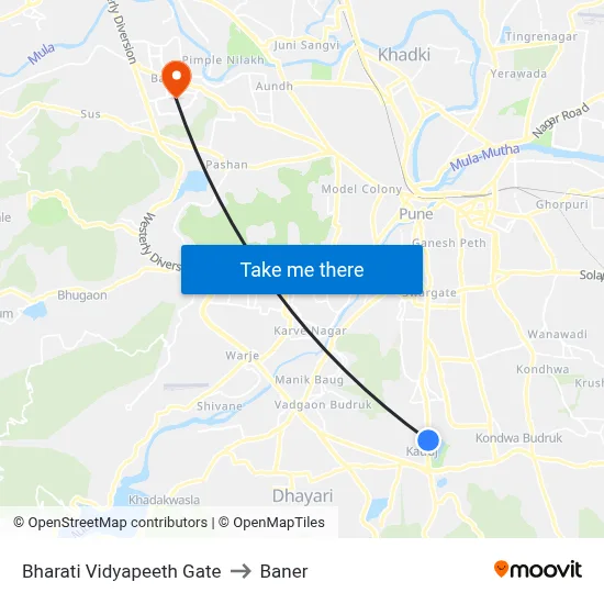 Bharati Vidyapeeth Gate to Baner map