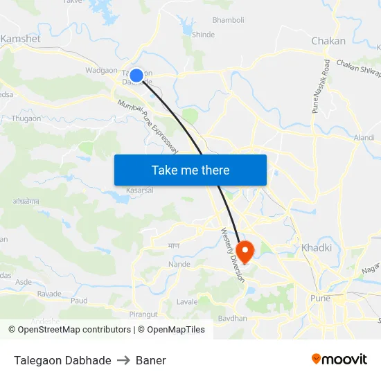 Talegaon Dabhade to Baner map