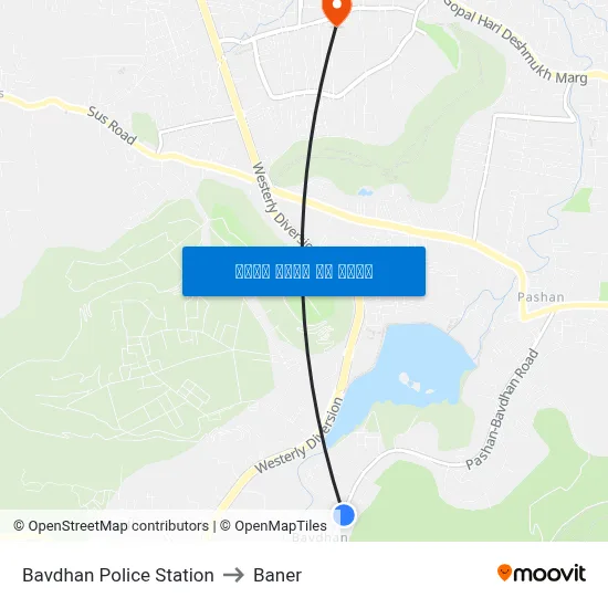 Bavdhan Police Station to Baner map