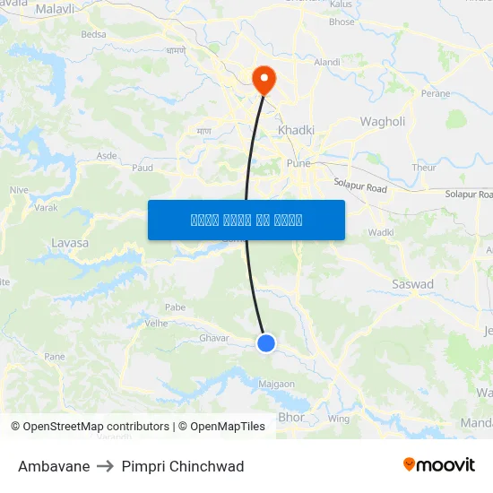 अंबावणे to पिंपरी चिंचवाड map