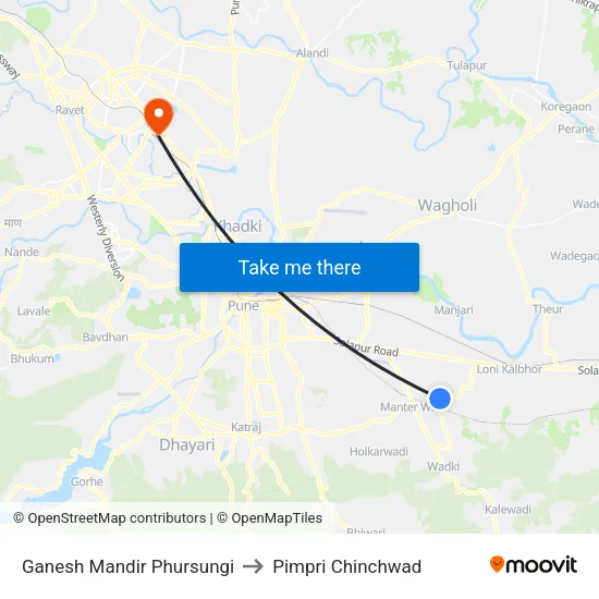 गणेश मंदिर फुरसुंगी to पिंपरी चिंचवाड map