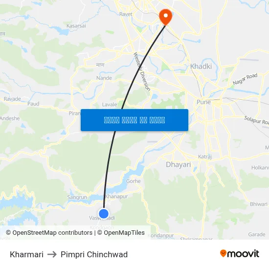 खरमाड़ी to पिंपरी चिंचवाड map