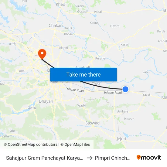 सहजपुर ग्राम पंचायत कार्यालय to पिंपरी चिंचवाड map