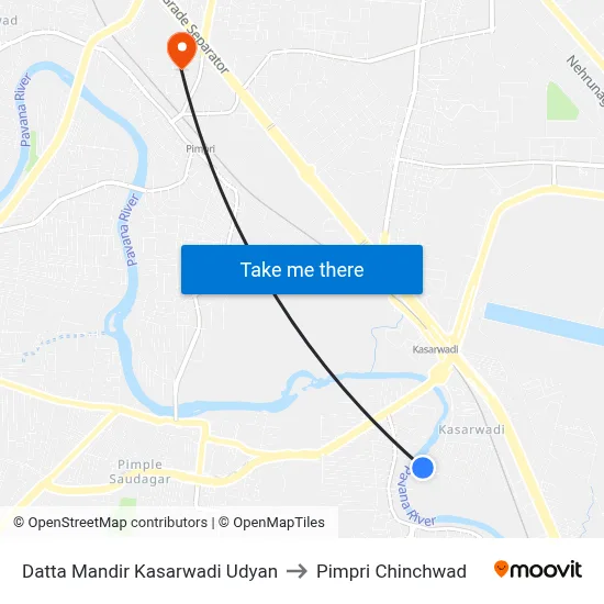 Datta Mandir Kasarwadi Udyan to Pimpri Chinchwad map