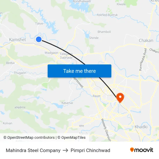 Mahindra Steel Company to Pimpri Chinchwad map
