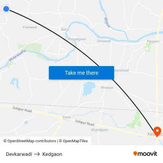 देवकरवाड़ी to केडगाव map