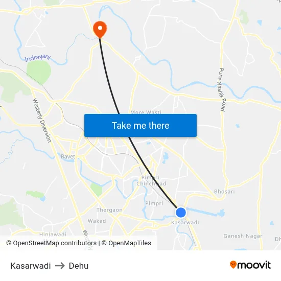 कसारवाड़ी to देहू map