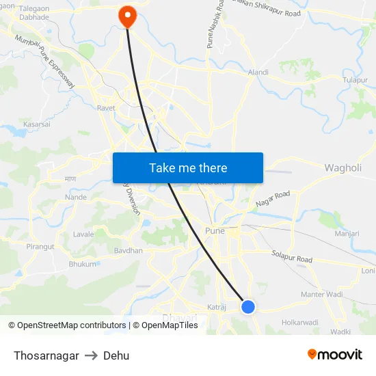 Thosarnagar to Dehu map