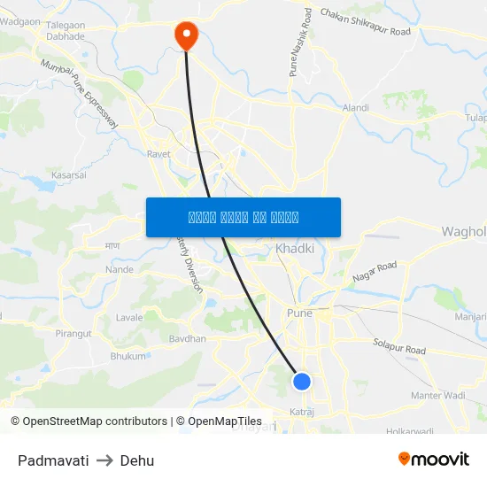 पद्मावती to देहू map