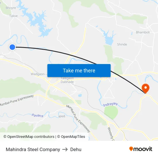 महिंद्रा स्टील कंपनी to देहू map