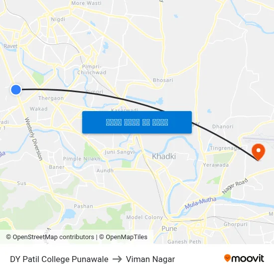 डीवाय पाटील कॉलेज पुनावले to विमान नगर map