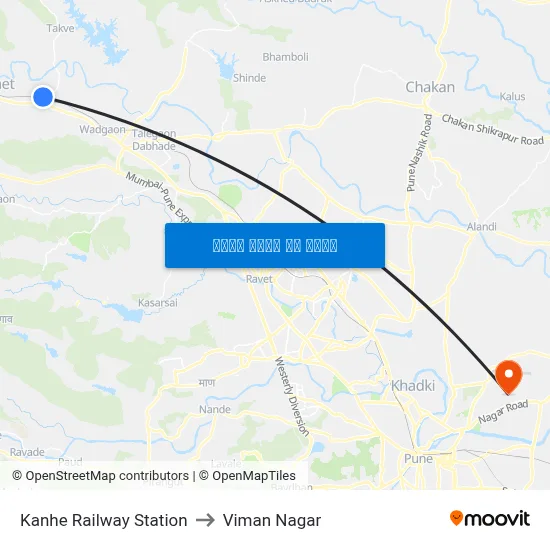 Kanhe Railway Station to Viman Nagar map