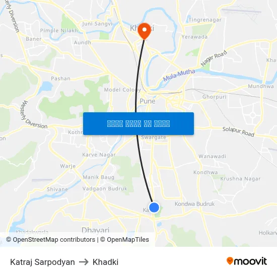 कात्रज सर्पोद्यान to खड़की map