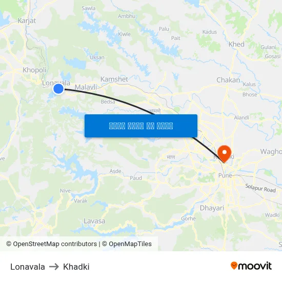 लोणावला to खड़की map