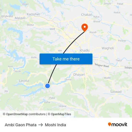आंबी गाव फाटा to मोशी इंडिया map