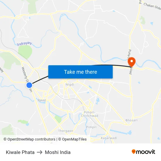 Kiwale Phata to Moshi India map