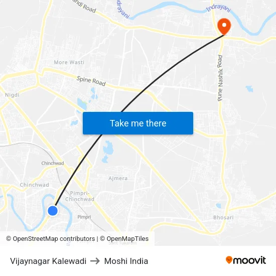 विजयनगर कालेवाडी to मोशी इंडिया map