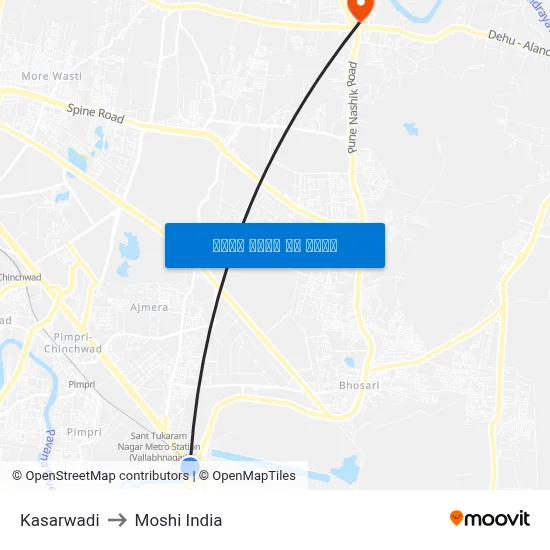 Kasarwadi to Moshi India map