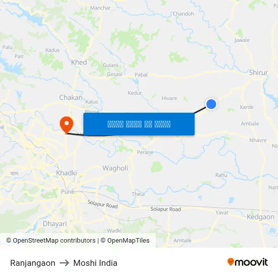 Ranjangaon to Moshi India map