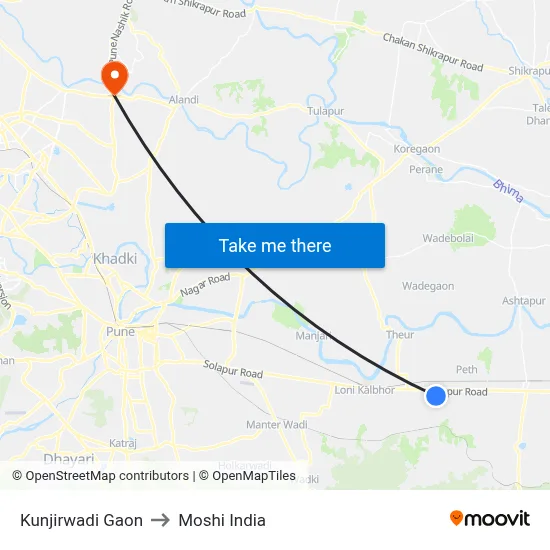 Kunjirwadi Gaon to Moshi India map
