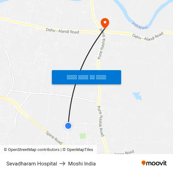 सेवाधाम हॉस्पिटल to मोशी इंडिया map