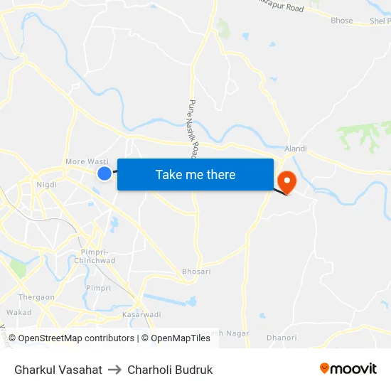 घरकुल वसाहत to चरहोली बुद्रुक map