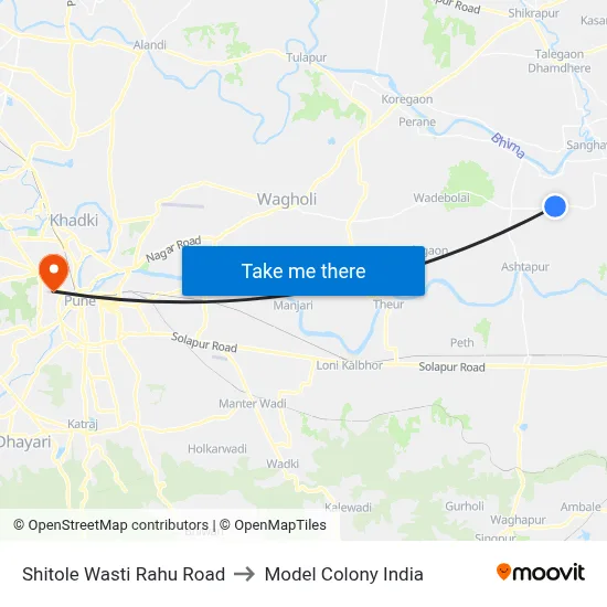 Shitole Wasti Rahu Road to Model Colony India map
