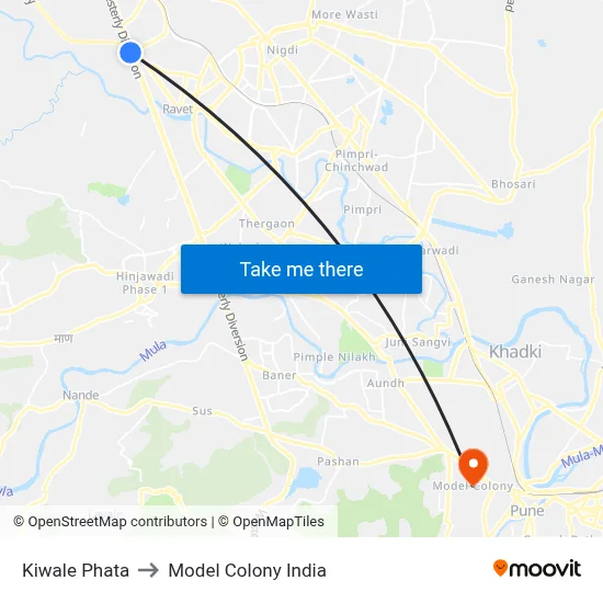 Kiwale Phata to Model Colony India map