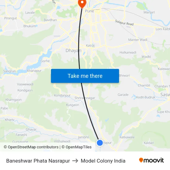 Baneshwar Phata Nasrapur to Model Colony India map