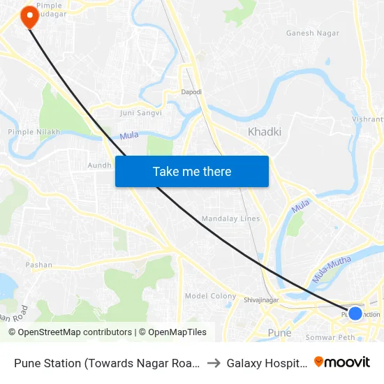 Pune Station (Towards Nagar Road) to Galaxy Hospital map