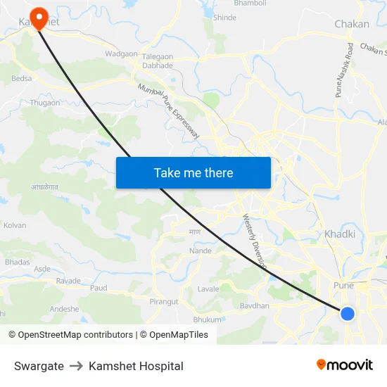 Swargate to Kamshet Hospital map