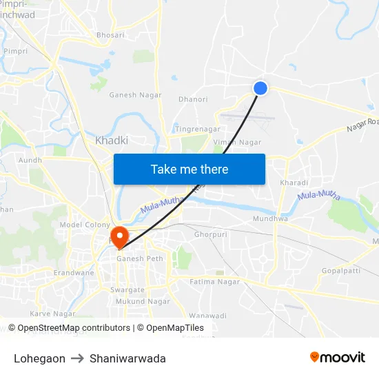 लोहगाव to शनिवारवाडा map