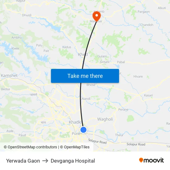 येरवडा to देवगंगा अस्पताल map