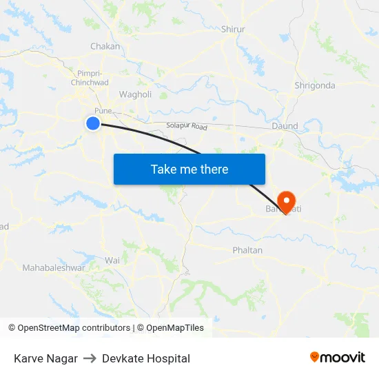 कर्वे नगर to देवकाटे अस्पताल map