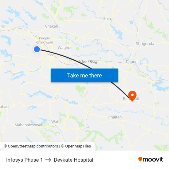इन्फोसिस फेज 1 to देवकाटे अस्पताल map