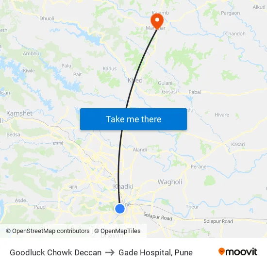 गुडलक चौक डेक्कन to गडे अस्पताल, पुणे map