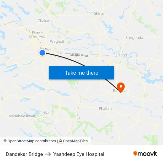 दंडेकर पुल to यशदीप आई हॉस्पिटल map