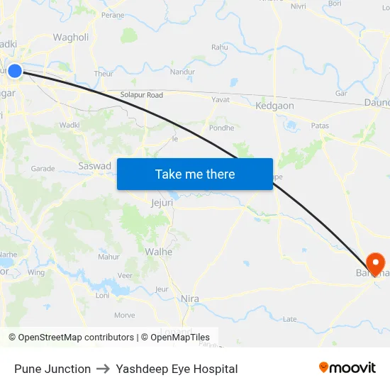 पुणे जंक्शन to यशदीप आई हॉस्पिटल map
