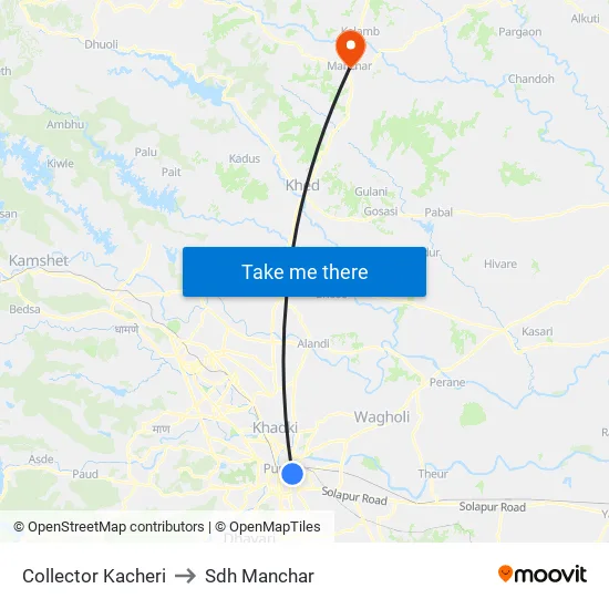 कलेक्टर कचेरी to एसडीएच मंचर map