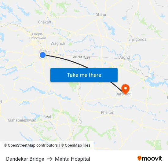 दंडेकर पुल to मेहता अस्पताल map