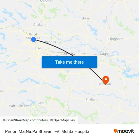 पिंपरी मा.न.पा भवन to मेहता अस्पताल map